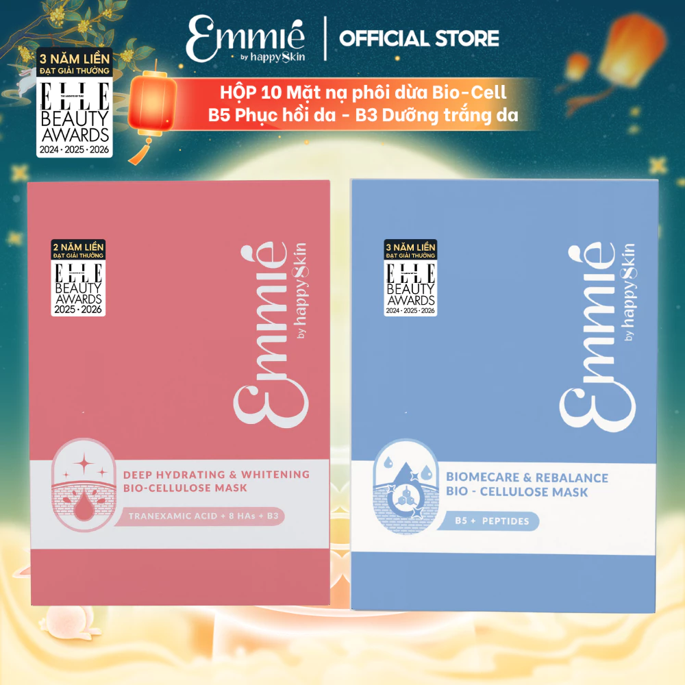 [LIVE] Mặt nạ phôi dừa Emmie Bio Cellulose B5 B3 Hỗ Trợ Phục Hồi Làm Dịu Da Cấp Ẩm - Hỗ Trợ Dưỡng Sáng Hộp 10 Miếng x 25