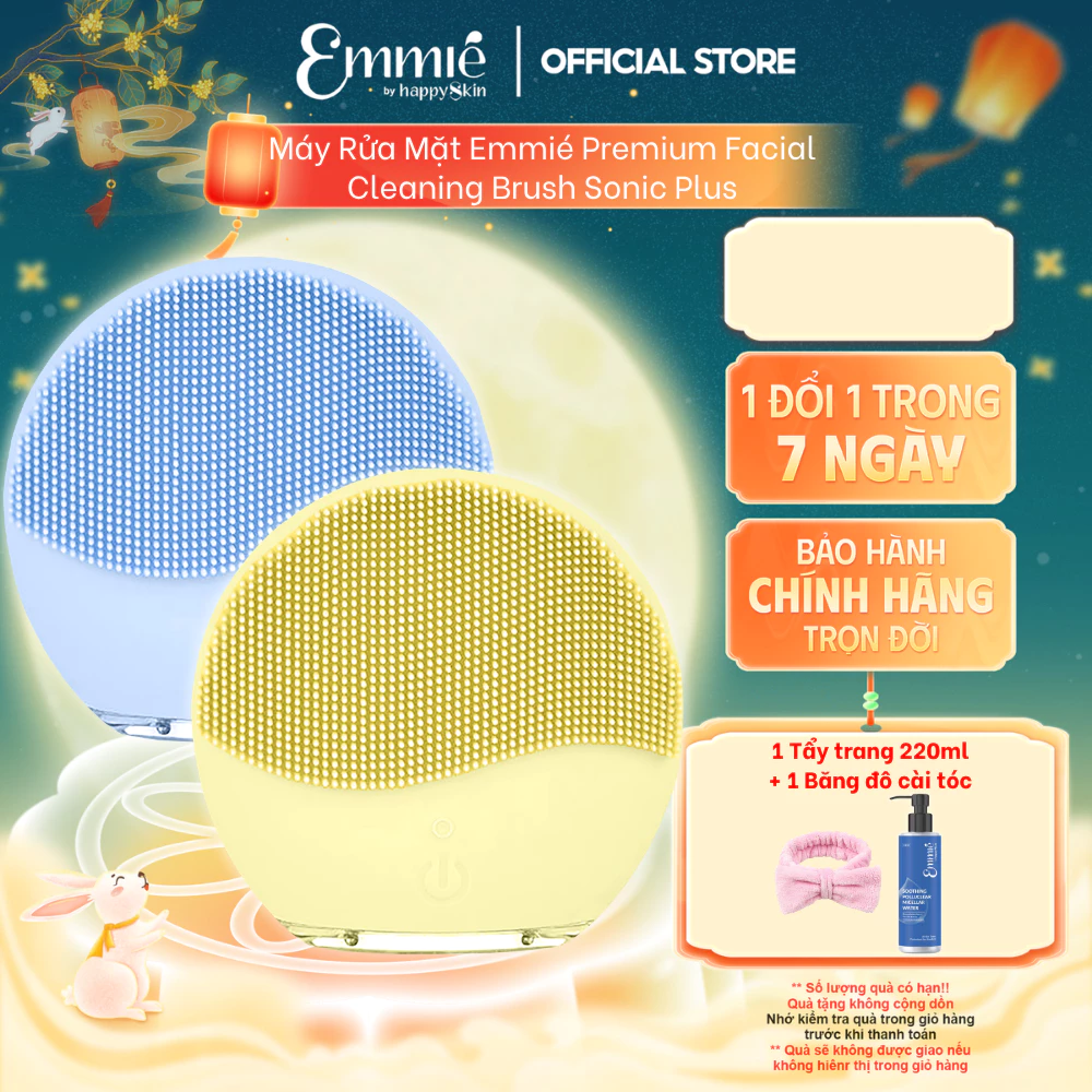 Máy rửa mặt Emmie Premium Facial Cleansing Brush SONIC PLUS Thiết Kế 2 Mặt Hỗ Trợ Làm Sạch Da - Phù Hợp Từng Vùng Da