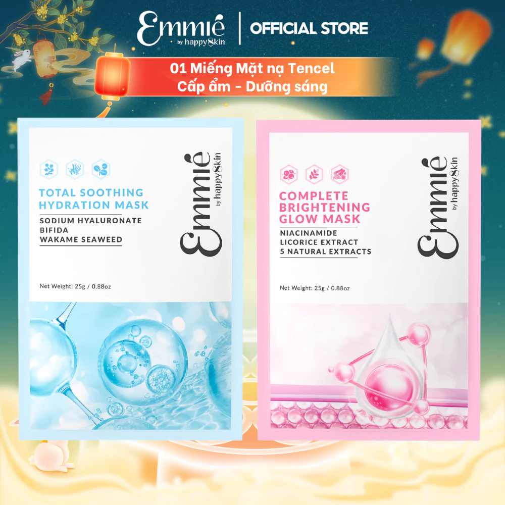 Mặt nạ sinh học Tencel Emmie Hỗ Trợ Dưỡng Sáng Cấp Ẩm Làm Dịu Da - Phiên Bản Nâng Cấp Có Màng Định Hình 1 Miếng