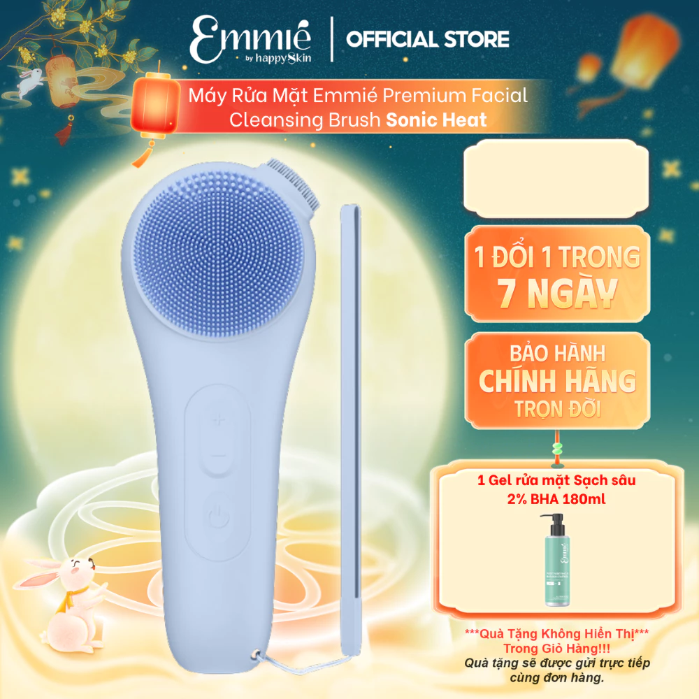 Máy rửa mặt Emmie Premium Facial Brush Massager Sonic Bản Nâng Cấp Hỗ Trợ Làm Sạch Da TẶNG 1 Gel rửa mặt Sạch sâu 180ml