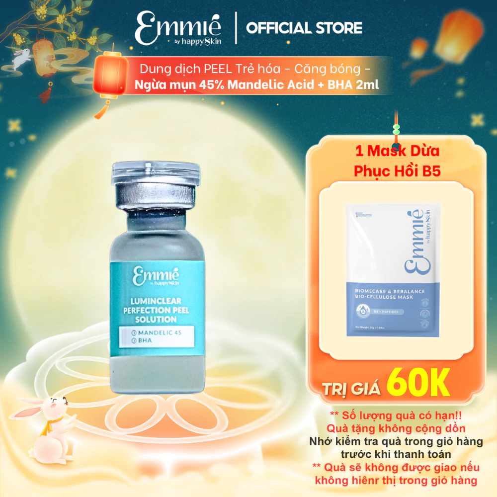 Dung dịch tẩy tế bào chết Emmie Luminclear Perfection Peel Cải thiện mụn Hỗ Trợ Làm Sạch Da giúp da Căng bóng Chai 2ml