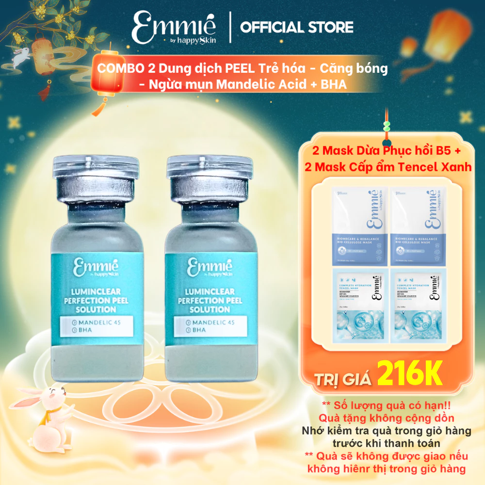Dung dịch Peel da Emmie Luminclear Perfection Peel Solution Hỗ Trợ Giảm Mụn - Hỗ Trợ Làm Sạch Lỗ Chân Lông Chai 2ml x 2