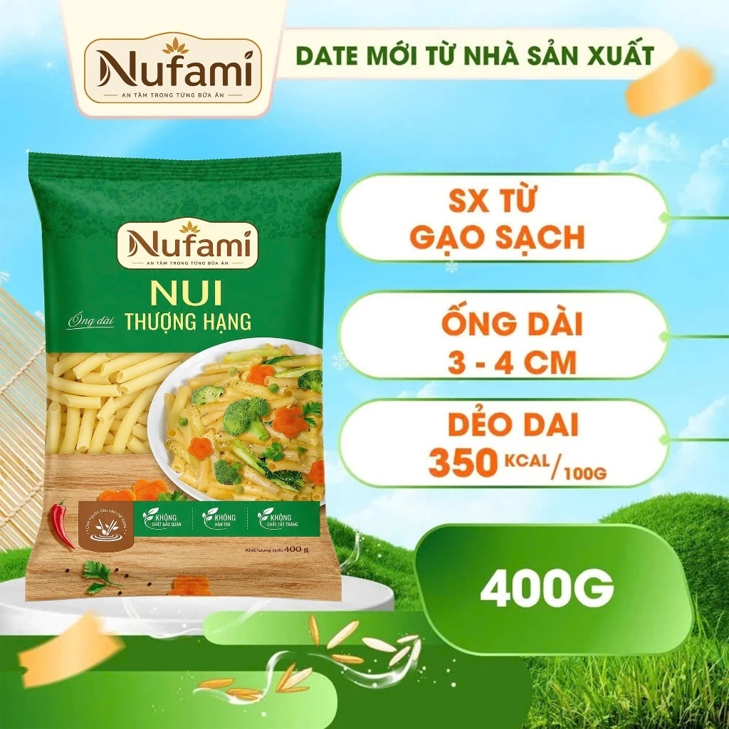 Nui Ống Dài Vàng Eat Clean Giảm Cân Ăn Kiêng Nufami - Túi 400gr