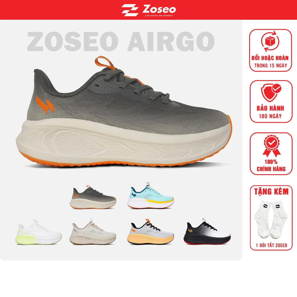Giày Thể Thao Chạy Bộ Nam Nữ Zoseo AirGo Năm 2026 Công nghệ AirPulse đế EVA, nhẹ êm, nẩy vượt trội có size 45
