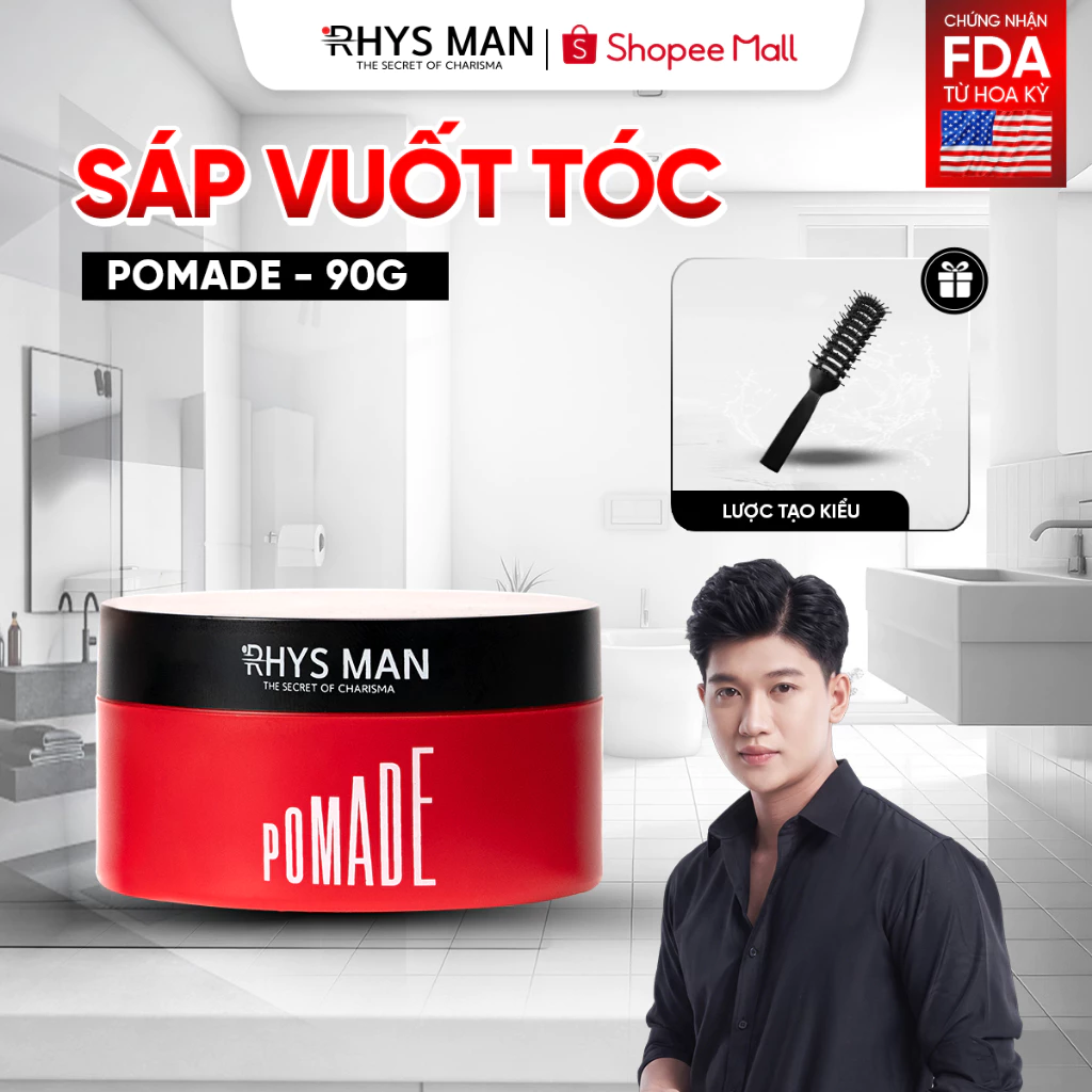 Sáp vuốt tóc 3S tạo kiểu tự nhiên bản Pomade 90g Rhys Man