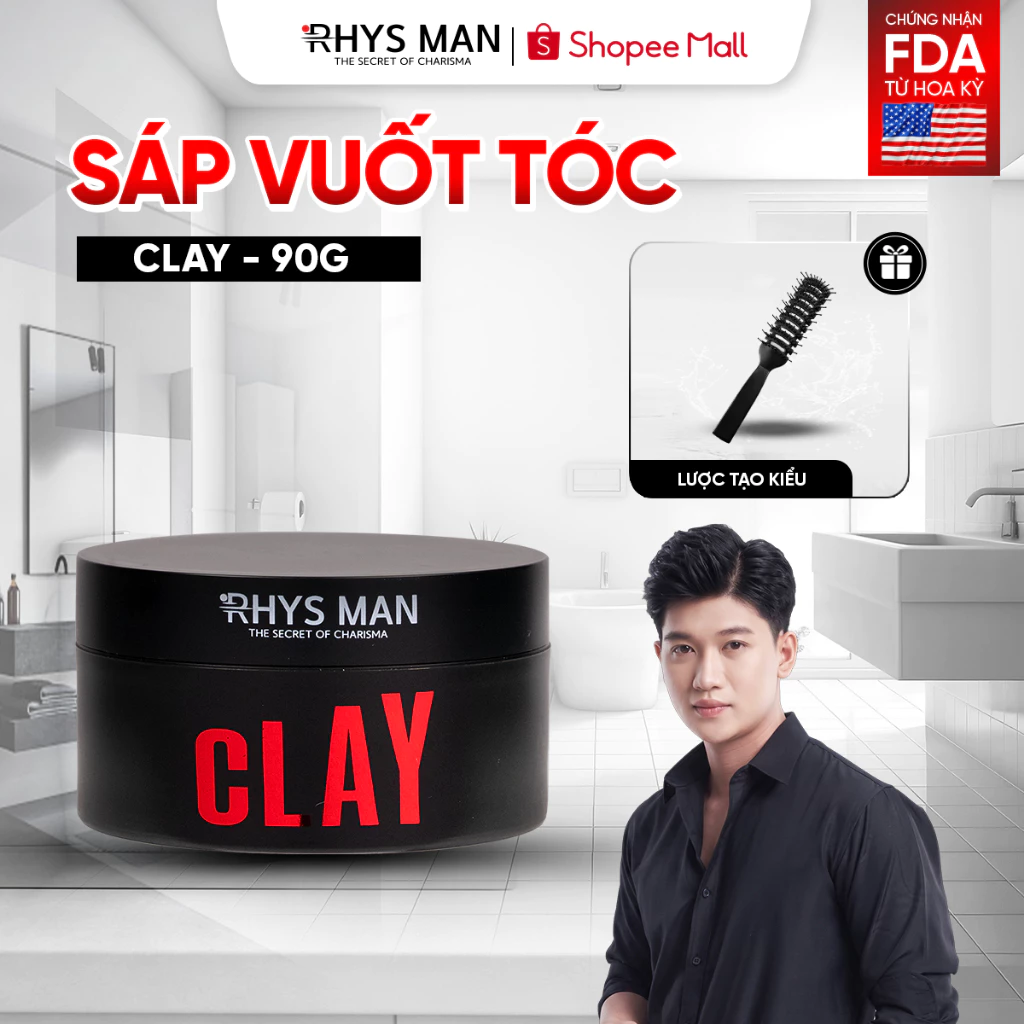 Sáp vuốt tóc 3S Airy Texture Clay bản 90g tạo kiểu tự nhiên Rhys Man