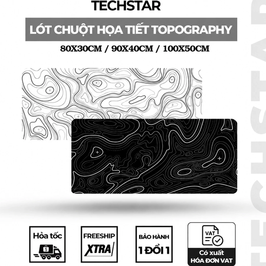 Lót chuột cỡ lớn họa tiết Typography tối giản đa dạng kích thước, pad chuột gaming chống trơn trượt