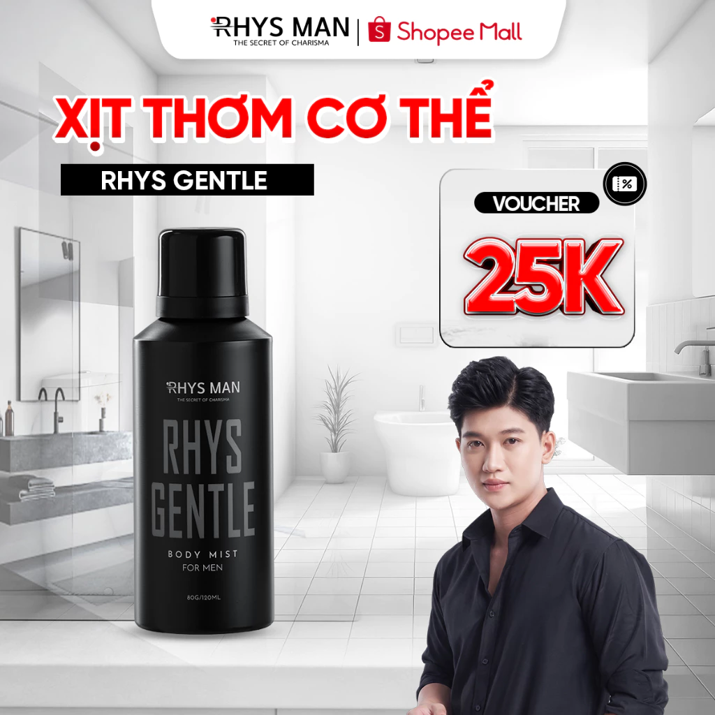 Body mist nam RHYS MAN xịt thơm toàn thân phóng khoáng, lôi cuốn Rhys Gentle 120ml