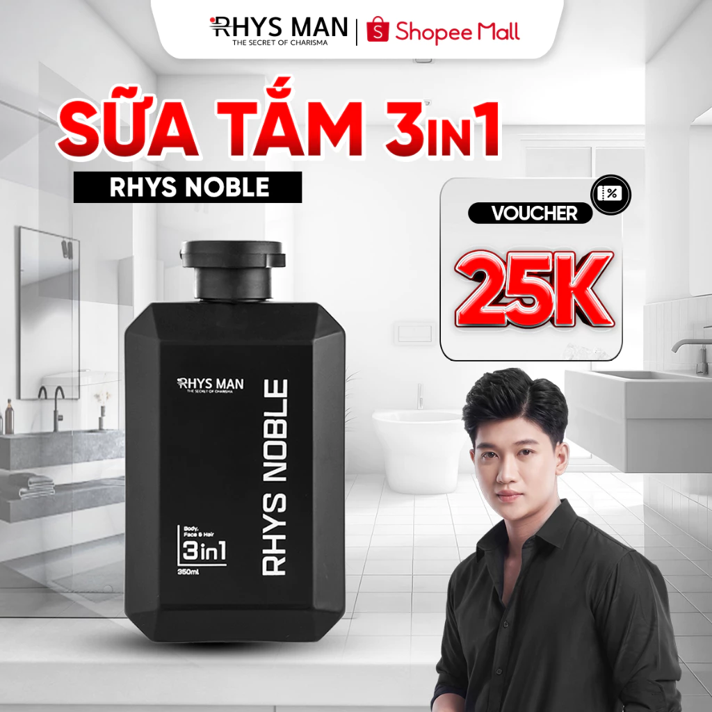 Sữa tắm gội nam hương nước hoa 3 in 1 RHYS MAN Rhys Noble 350ml