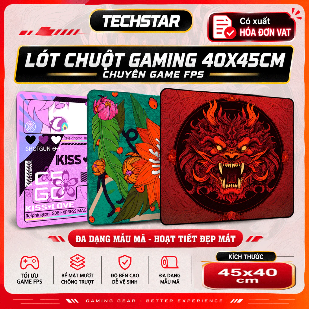 Lót Chuột Chuyên Game FPS 45x40cm Họa Tiết Đẹp Mắt Đa Dạng Mẫu Mã, Lót Chuột Gaming Chống Trơn Truợt