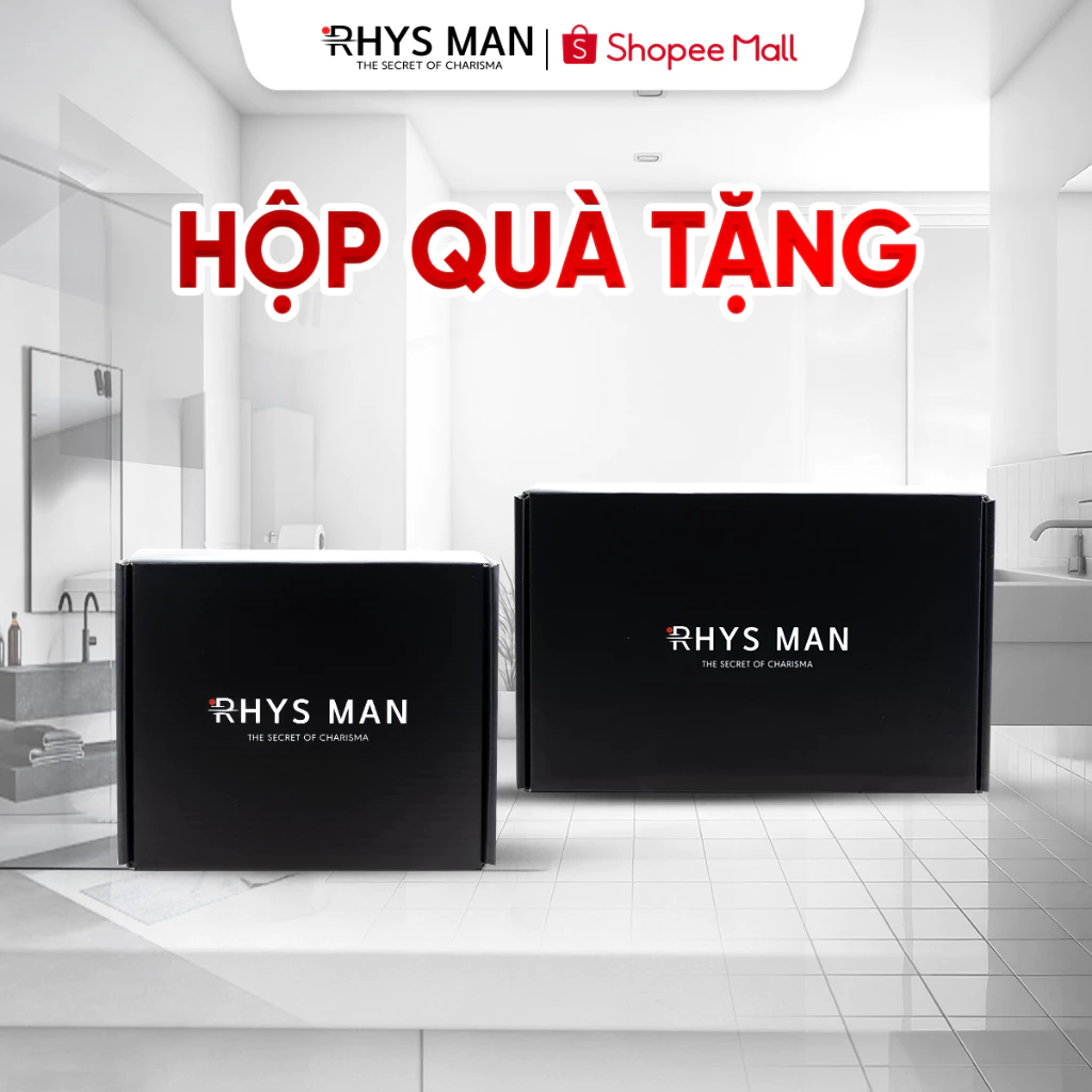 Hộp Quà Tặng RHYS MAN Đựng Quà Sinh Nhật Màu Đen Sang Trọng kích thước 20x25