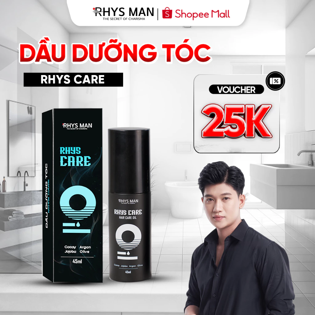 Dầu dưỡng tóc hương nước hoa Rhys Care 45ml giảm khô xơ, giúp tóc bóng mượt, chắc khoẻ RHYS MAN