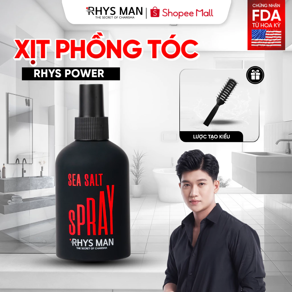 Xịt tạo phồng tóc 3S Sea salt Spray 200ml Rhys Man