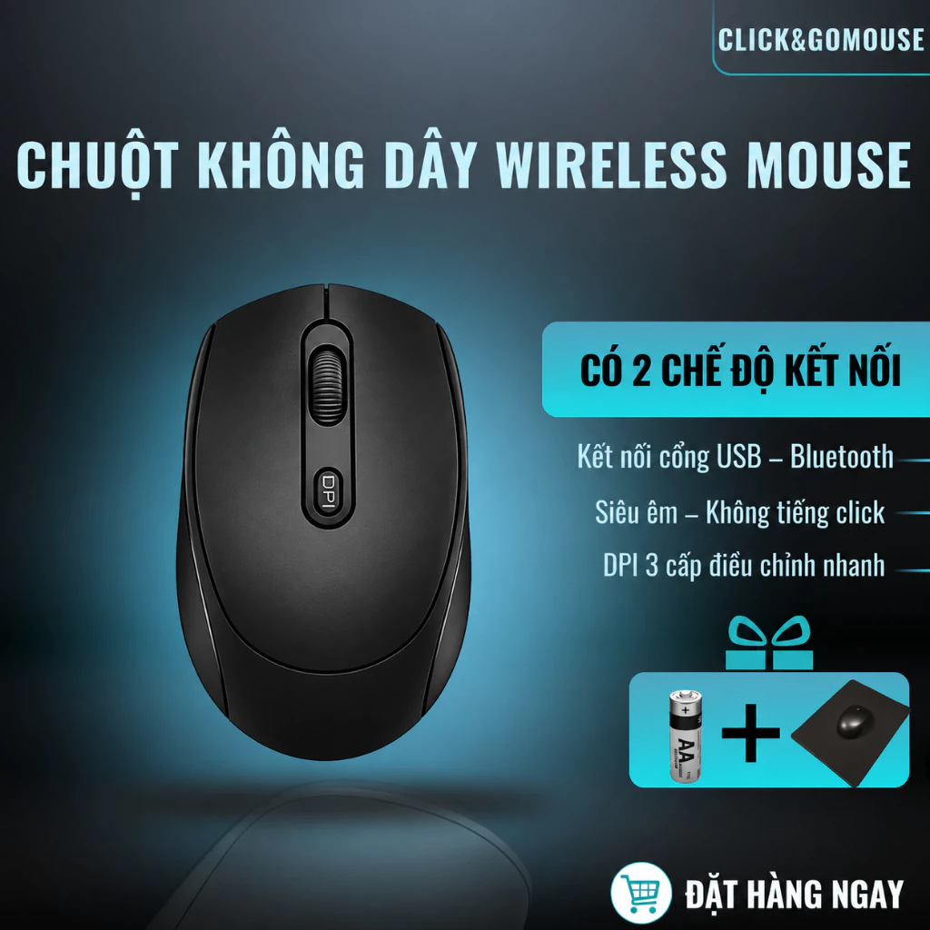 Chuột Không Dây Bluetooth Chuột Máy Tính Chống Ồn Siêu Bền Có Hai Chế Độ Kết Nối Đa Năng Và 5 Màu Sắc Siêu Hot