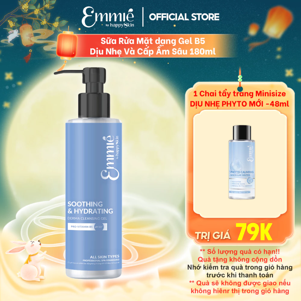 Sữa rửa mặt dịu nhẹ Emmie Gel B5 Soothing & Hydrating Làm Sạch Dịu Cho Da Nhạy Cảm - Kết Cấu Gel Mềm Mại Chai 180ml