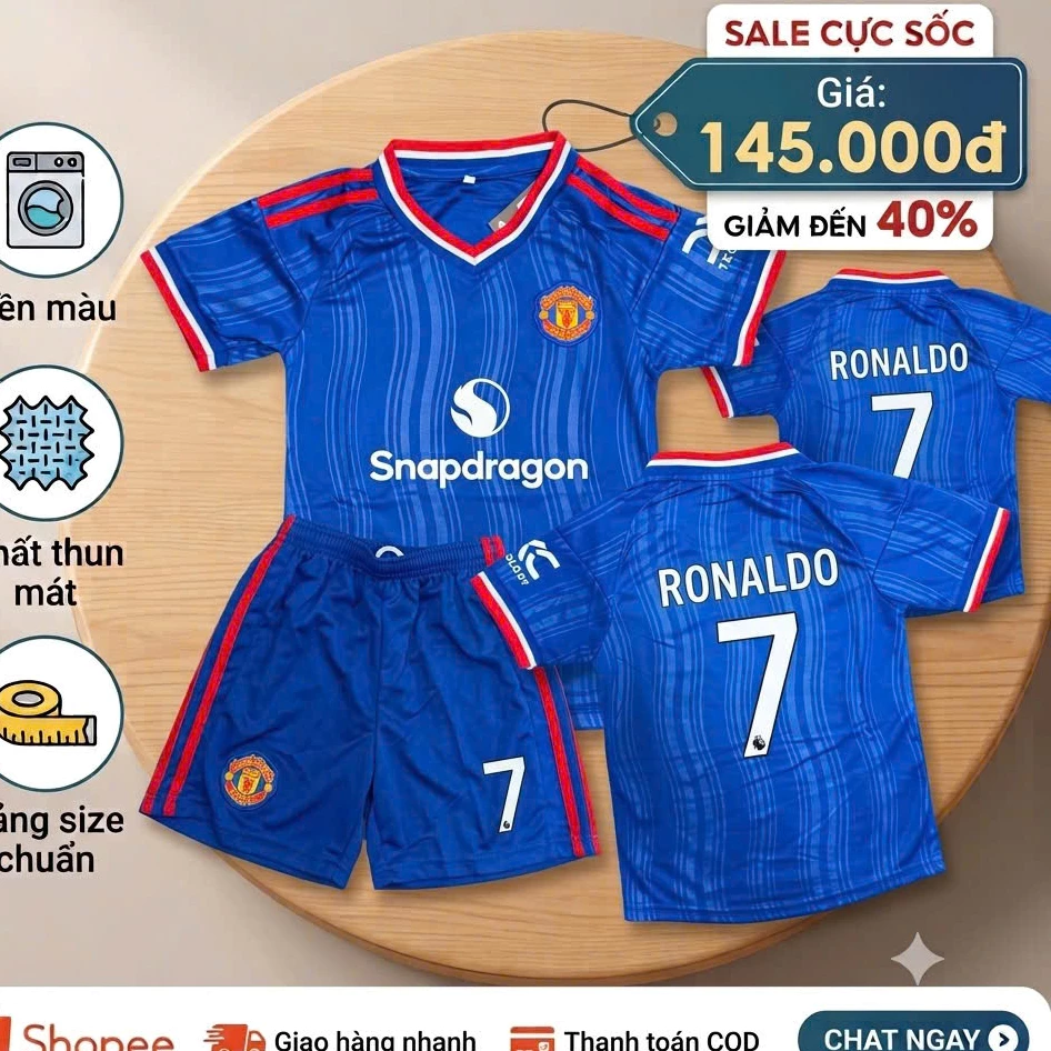 Bộ Quần Áo Bóng Đá Trẻ Em CLB Mu 2026 - In Sẵn Cầu thủ
