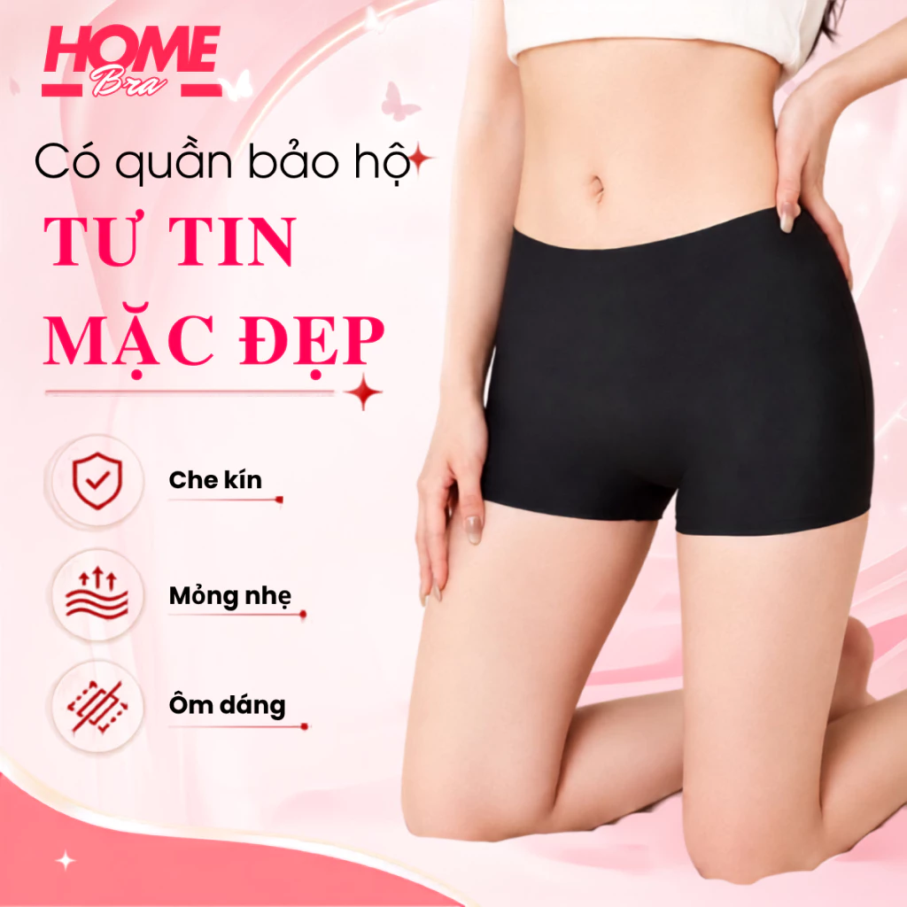 [Hỏa Tốc] Quần lót nữ mặc váy đúc su mát mịn, Quần lót bảo hộ chống lộ không lộ viền HOMEBRA V8205