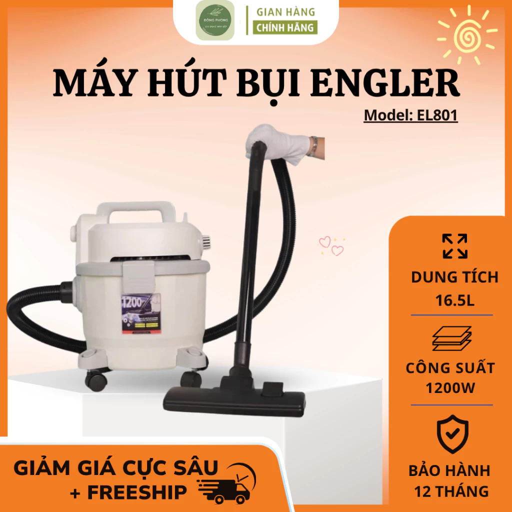 Máy Hút Bụi Engler EL801 Thùng Chứa 16.5L Hút Liên Tục, Máy Hút Bụi Dùng Cho Nhà Ở Cửa Hàng - Đông Phong