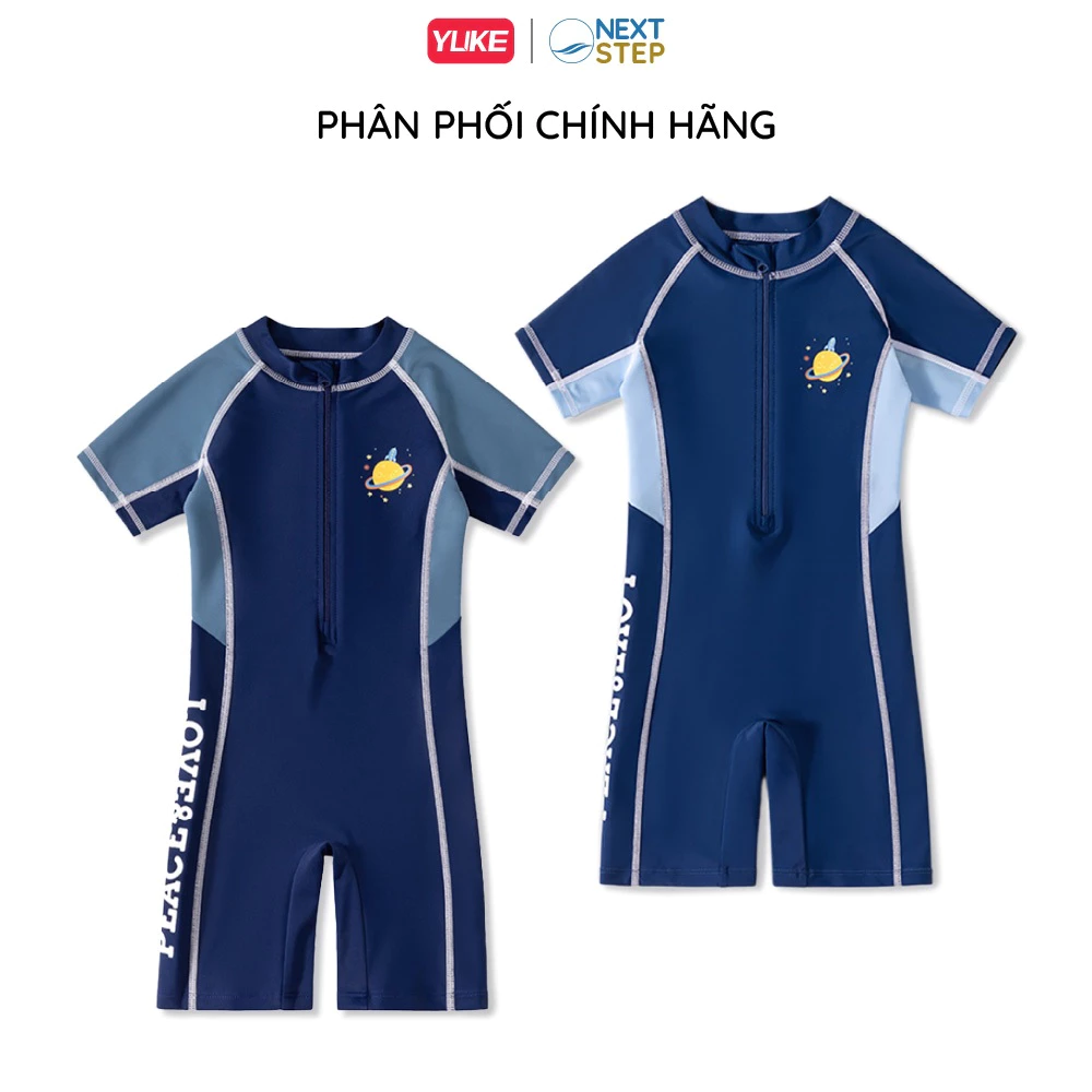Đồ bơi bé trai YUKE mẫu liền thân tay ngắn quần ngắn vải co giãn tốt size cho bé từ 12-40kg