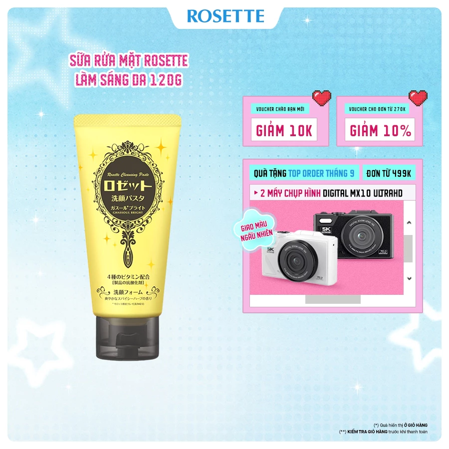 Sữa Rửa Mặt Rosette Làm Sáng Da Face Wash Pasta Ghassoul Bright 120G