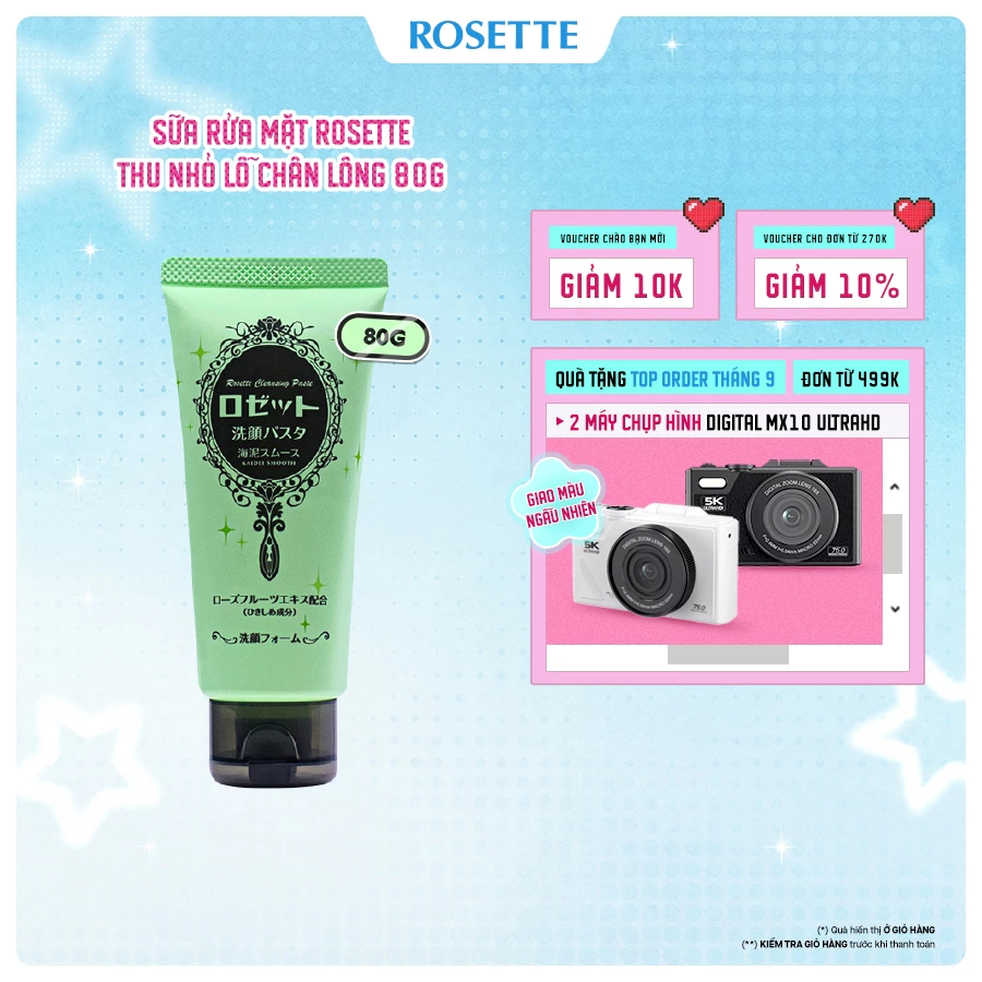 Sữa Rửa Mặt Rosette Thu Nhỏ Lỗ Chân Lông Face Wash Pasta Sea Clay Smooth 80G