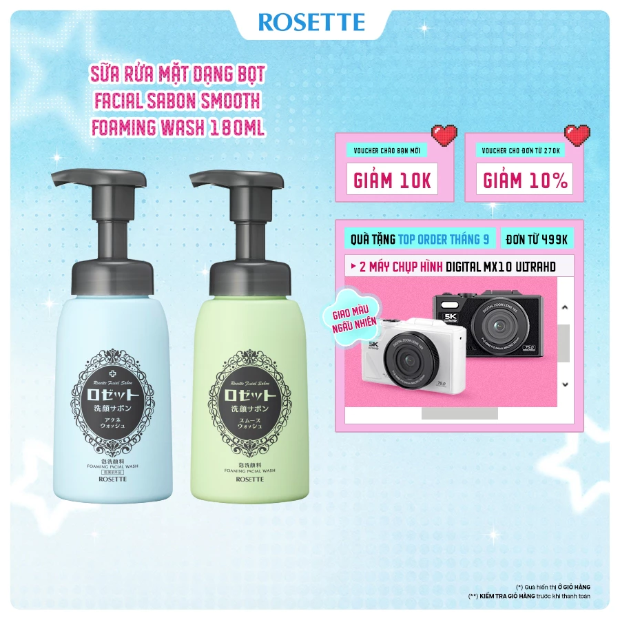 Sữa Rửa Mặt Dạng Bọt Thu Nhỏ Lỗ Chân Lông Rosette Facial Sabon Smooth Foaming Wash 180ml