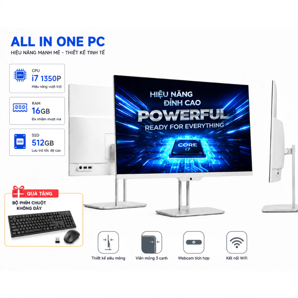 Máy tính All In One 24" Cực Mạnh | i5 i7 Gen13 | VGA 8G | Ram 16G -512G | Máy tính văn phòng,đồ họa