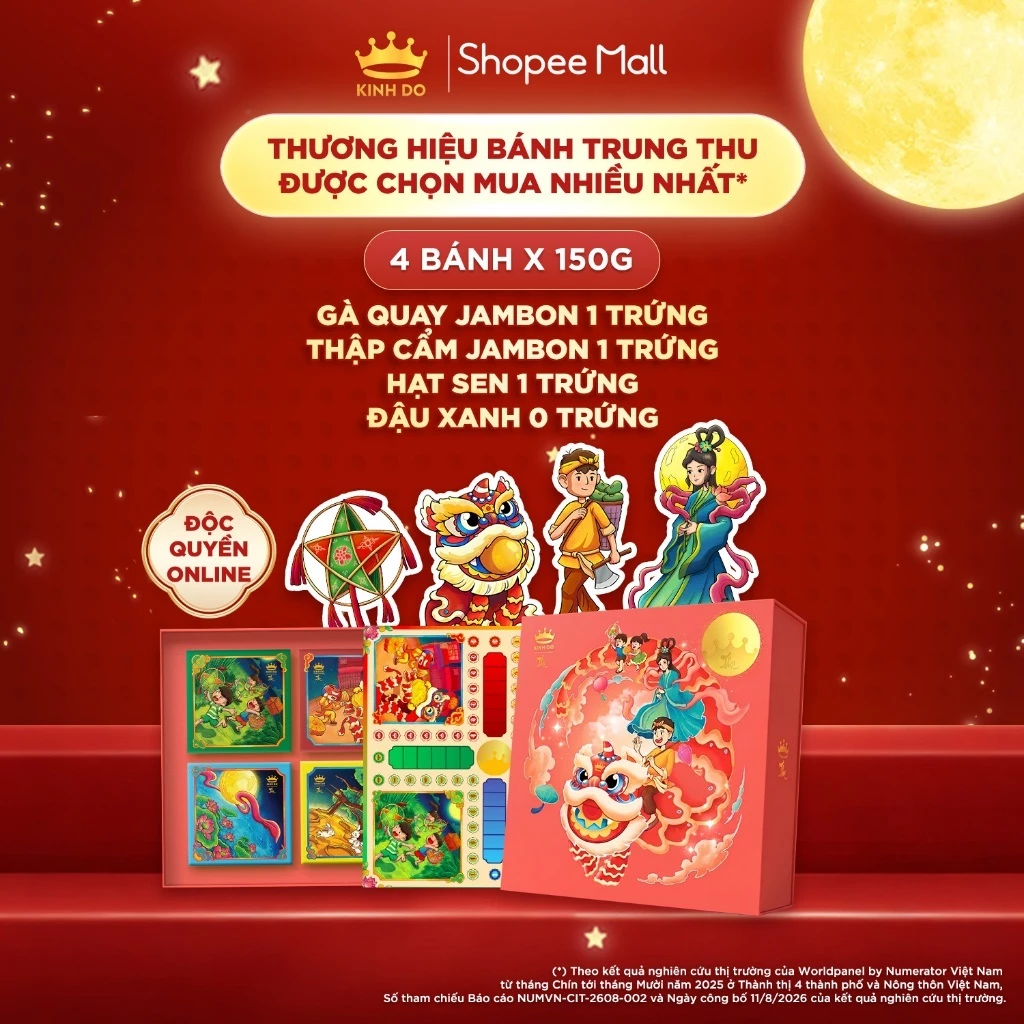 [HỎA TỐC] [HANNAHOLALA][ [ VC 65K ] Hộp Bánh Trung Thu Kinh Đô "Mã đáo đoàn viên" (4 Bánh x 150g)