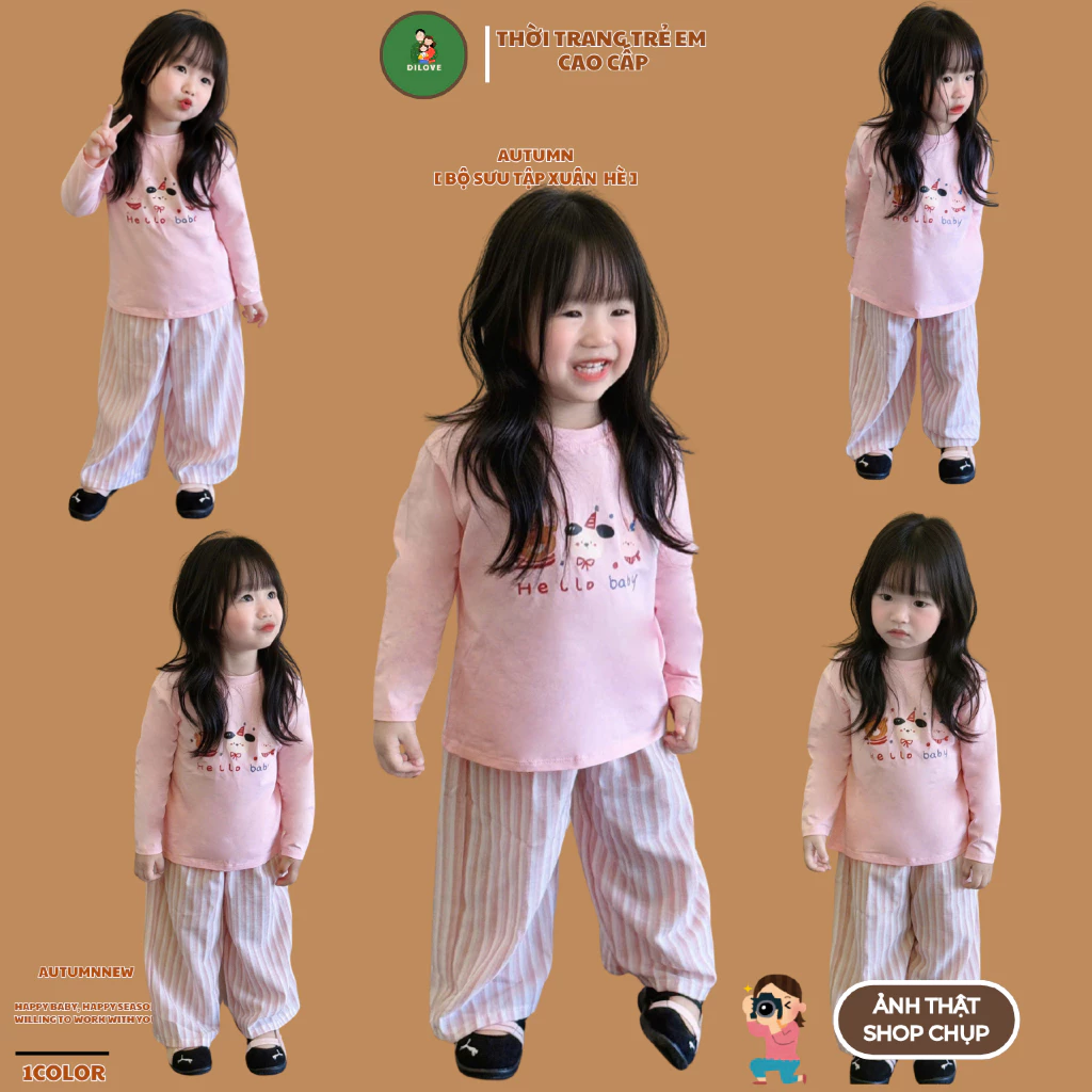 Bộ Quần Áo Dài Tay Cho Bé DILOVE Hàn Quốc Chất Liệu Cotton Co Giãn Thoáng Mát Quần Áo Dài Tay Cho Bé - Mã 17 - Hp Baby