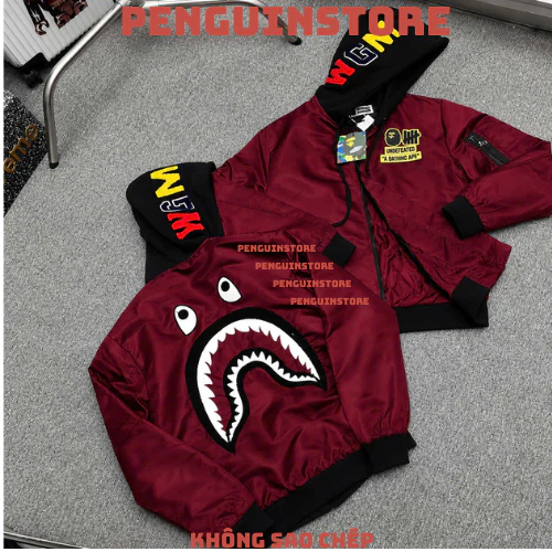 🔥Hot🔥Áo khoác bomber PB Cá Mập Phối Mũ Nỉ Hàng Cao Cấp 2 Lớp-Áo Khoác Cá Mập Buồn Thêu Siêu Đẹp Hàng Hottrend QC