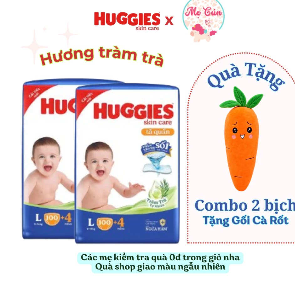 Combo 2 bịch Tã quần Huggies Mega Jumbo Skin Care M106, L104, XL88, XXL80