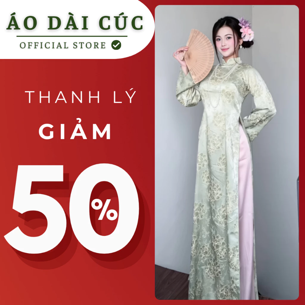 Áo dài CHÂU SA , dáng truyền thống, chất liệu lụa gấm cao cấp, phù hợp với các dịp lễ tết, đi dạy - Áo Dài Cúc