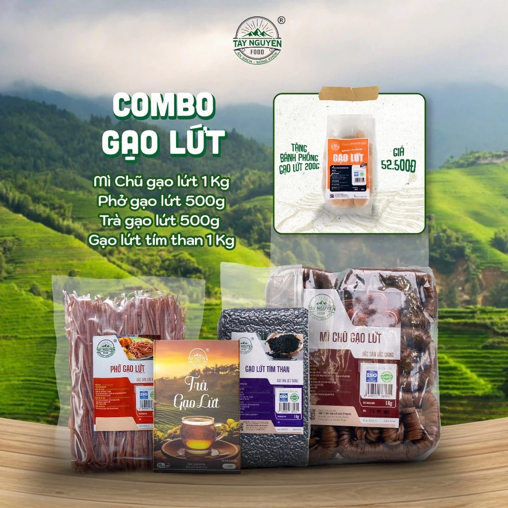 (TẶNG Bánh Phồng Gạo Lứt) COMBO GẠO LỨT TÂY NGUYÊN FOOD - VIỆT NAM Từ Gạo Lứt Nguyên Chất