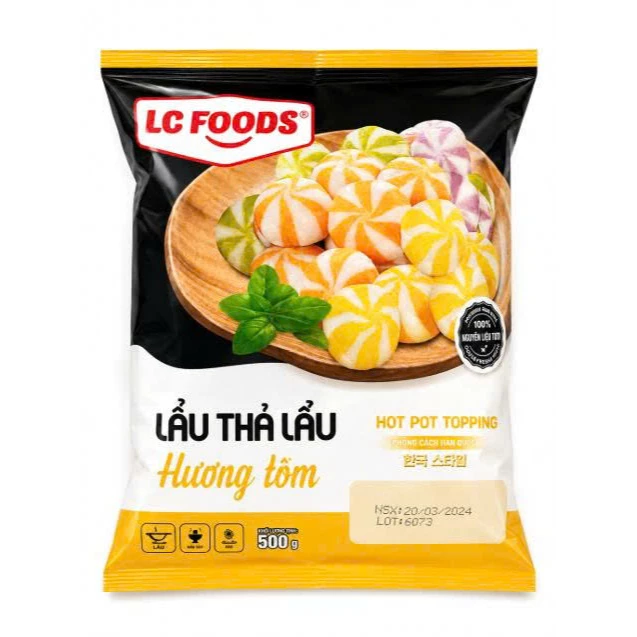 Viên Thả Lẩu Lacusia Vị Trứng Tôm Trọng Lượng 500g