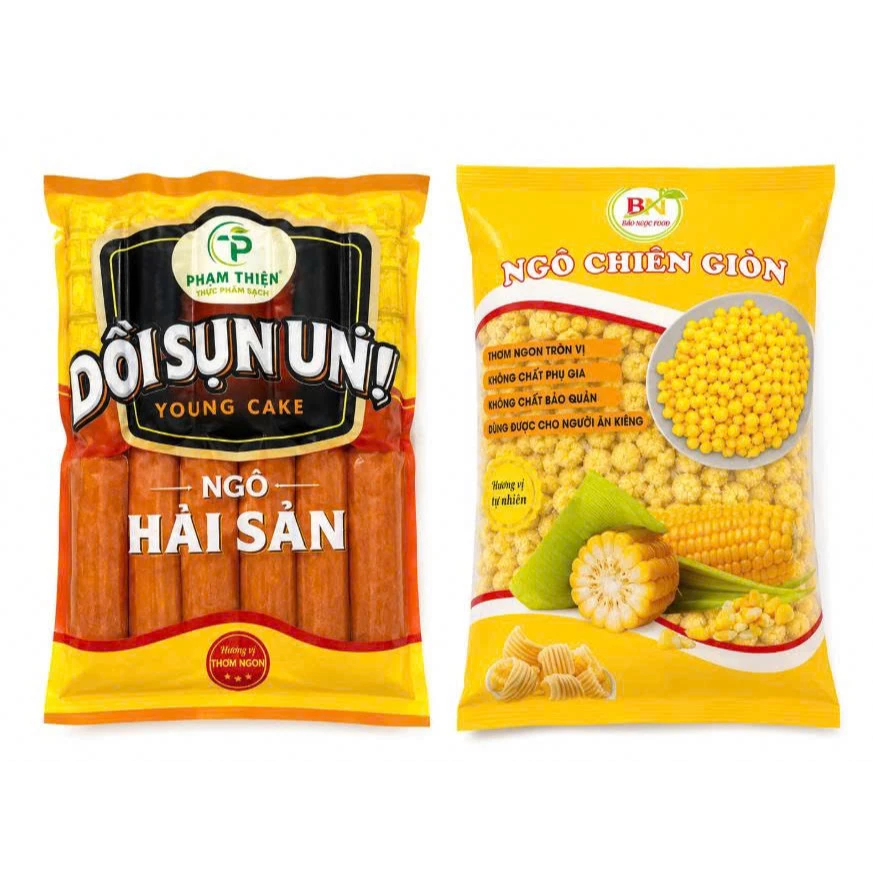 Dồi Sụn Hà Thành 500g Ngô Chiên Bảo Ngọc 500G chiên nướng cực thơm ngon, làm món nhậu, ăn vặt cực Đã