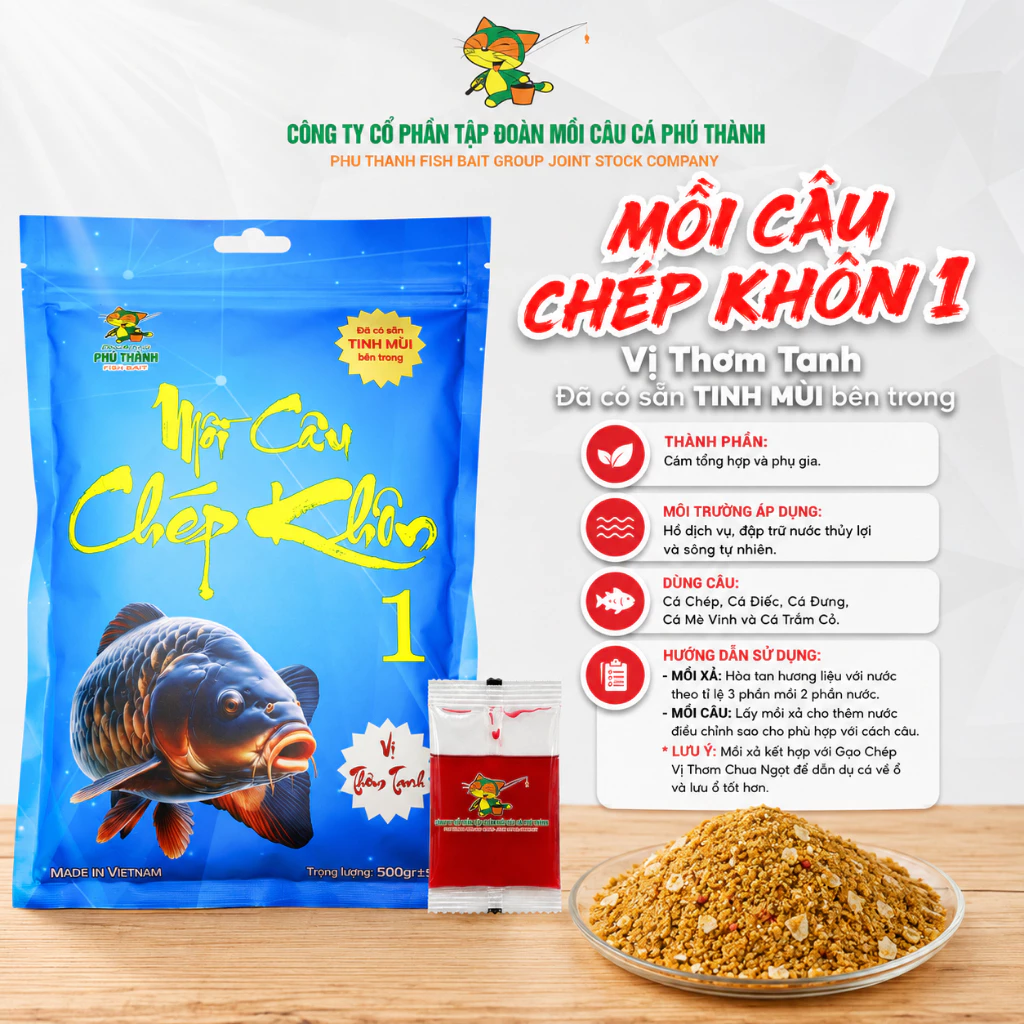 Mồi Câu Chép Khôn Chuyên dùng câu Cá Chép, Cá Diếc, Cá Nhưng, Cá Mè Vinh, Cá Trắm Cỏ