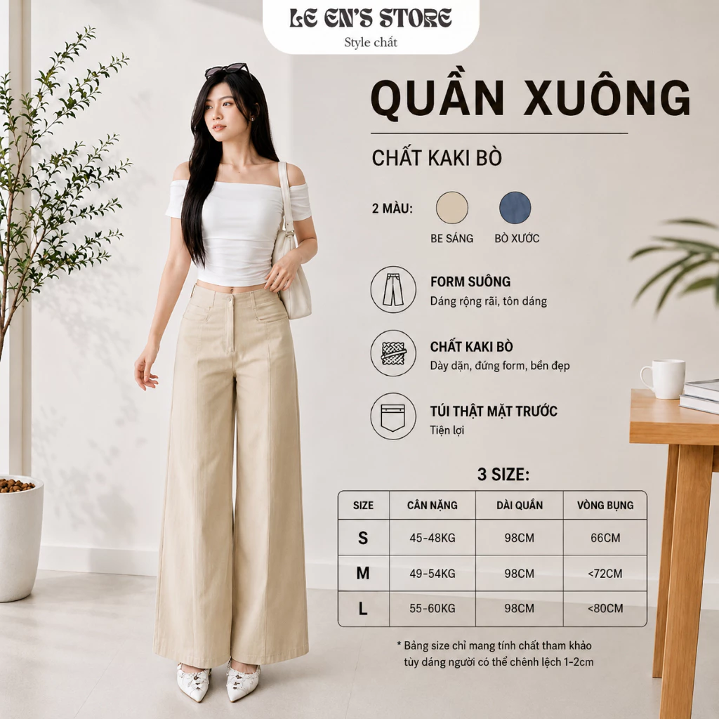 Quần ống suông nữ vải kaki ống đứng, quần dài nữ cạp cao tôn dáng basic dễ phối đồ-Q146