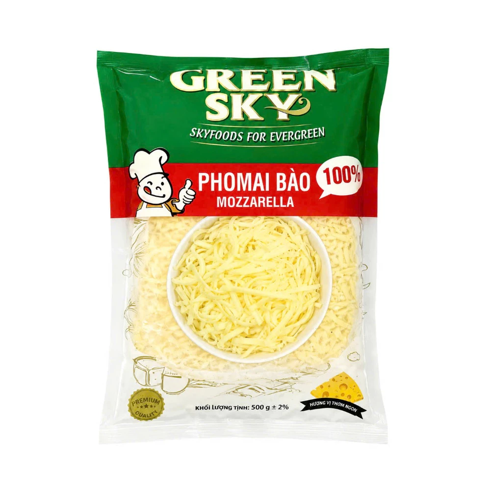 Phô mai bào sợi GREEN SKY Mozzarella gói 500g -Giao Hàng Hà Nội (greensky)