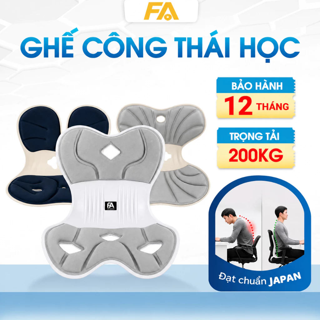 Ghế Công Thái Học Tựa Lưng FA - Chống Gù, Hỗ Trợ Chỉnh Dáng Ngồi, Chịu Tải 200kg, Bảo hành 12 tháng