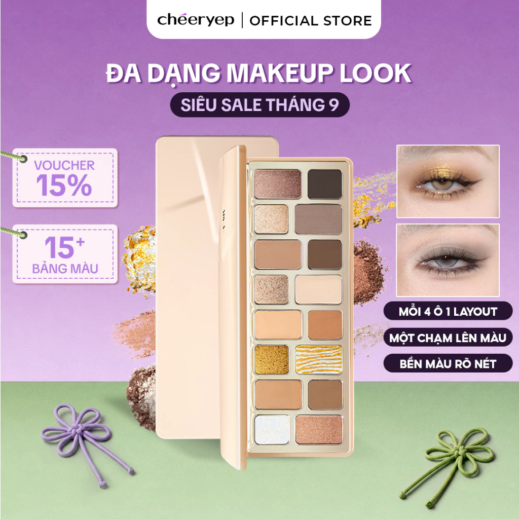 Bảng Phấn Mắt CHÉERYEP Ánh Kim Tone Nâu Xám Tạo Chiều Sâu Đôi Mắt Chất Phấn Mịn Chuẩn Màu Dễ Phối