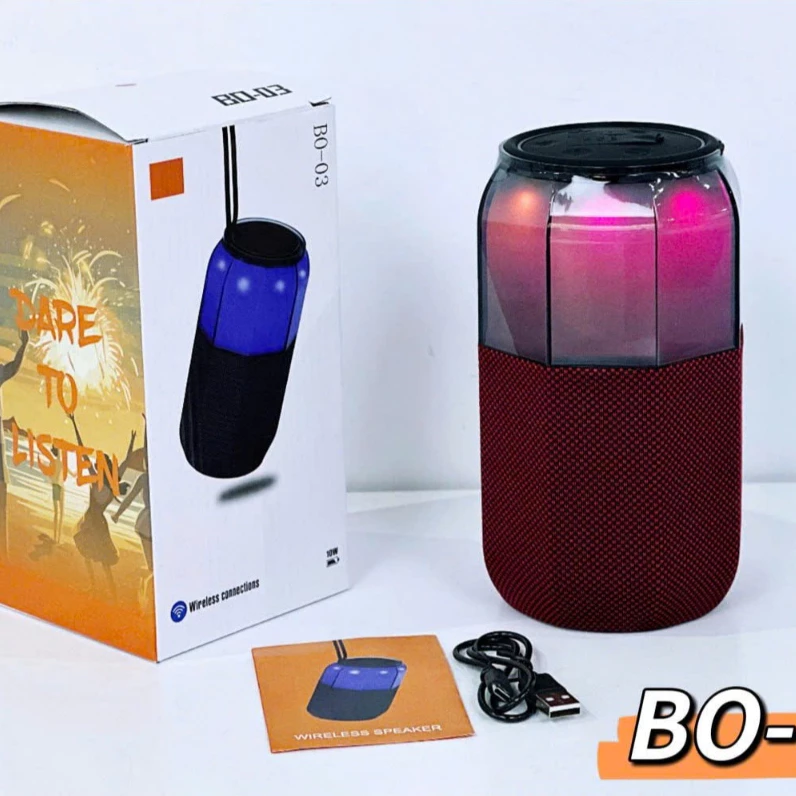 Loa Nghe Nhạc Bluetooth BO-03 Đèn Led RGB Siêu Đẹp, Kết Nối Nhanh, Pin Bền