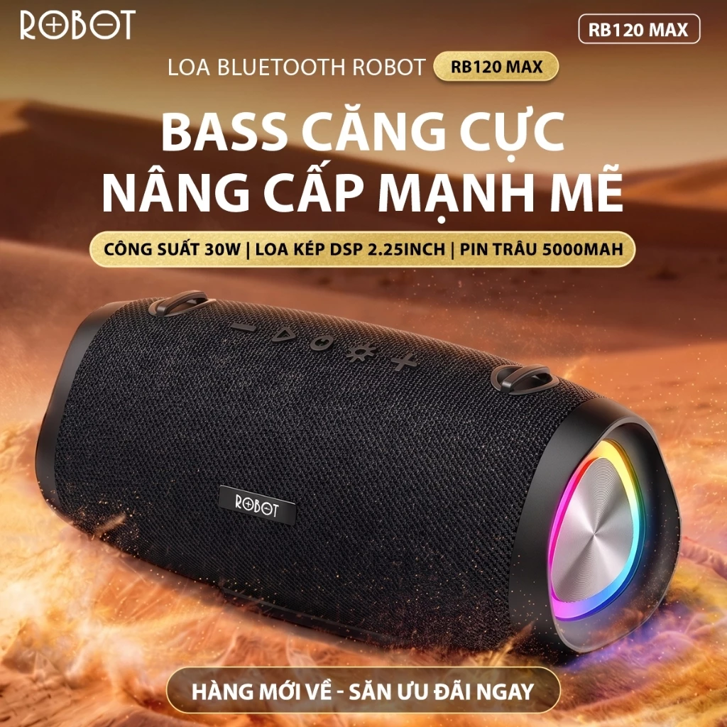 Loa Bluetooth RB120 MAX 30W ROBOT phiên bản cao cấp đi cắm trại picnic
