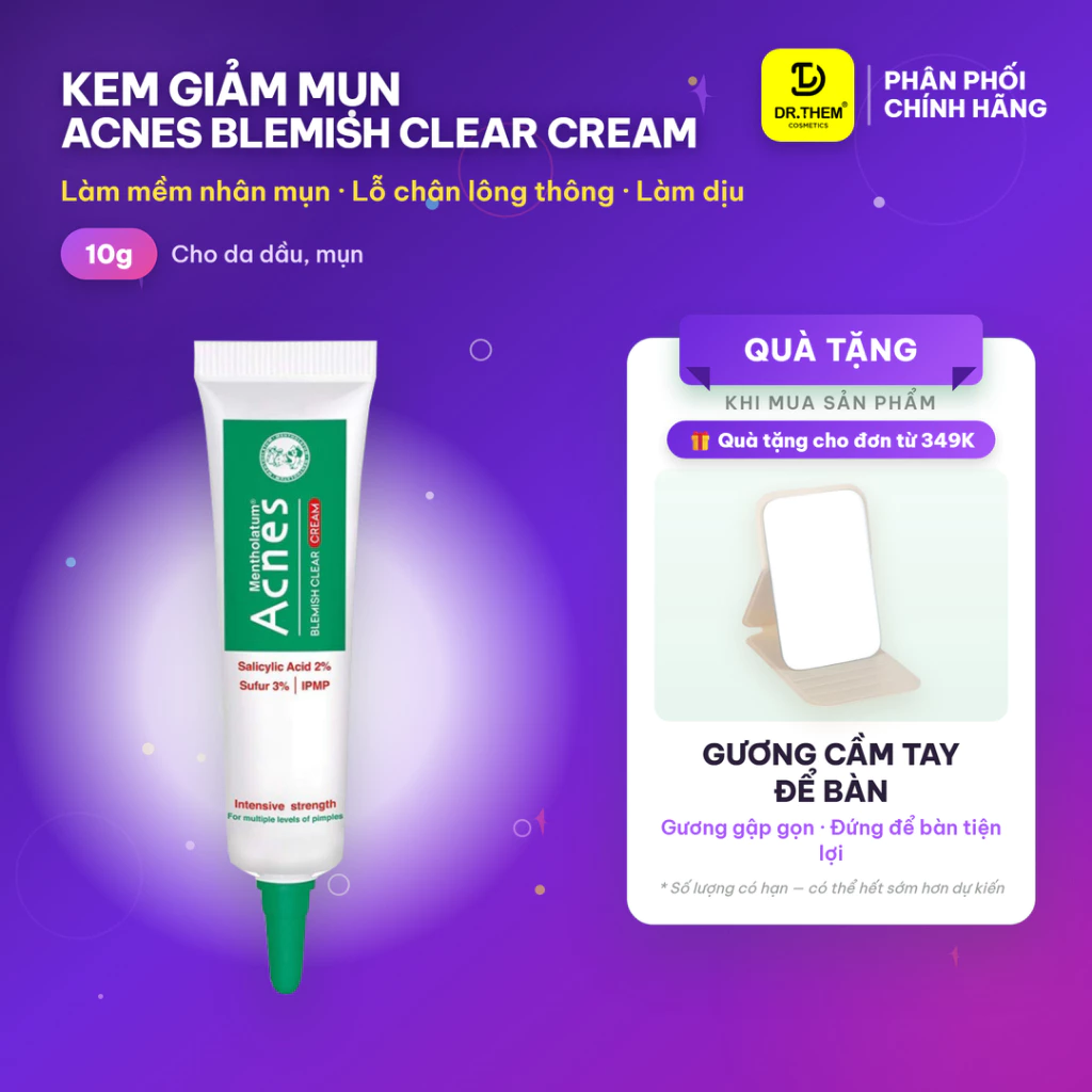 Kem Giảm Mụn Acnes Blemish Clear Cream 10g - Kem Chấm Mụn Chuyên Sâu Cho Mụn Sưng Đỏ, Salicylic Sulfur - Dr Thêm