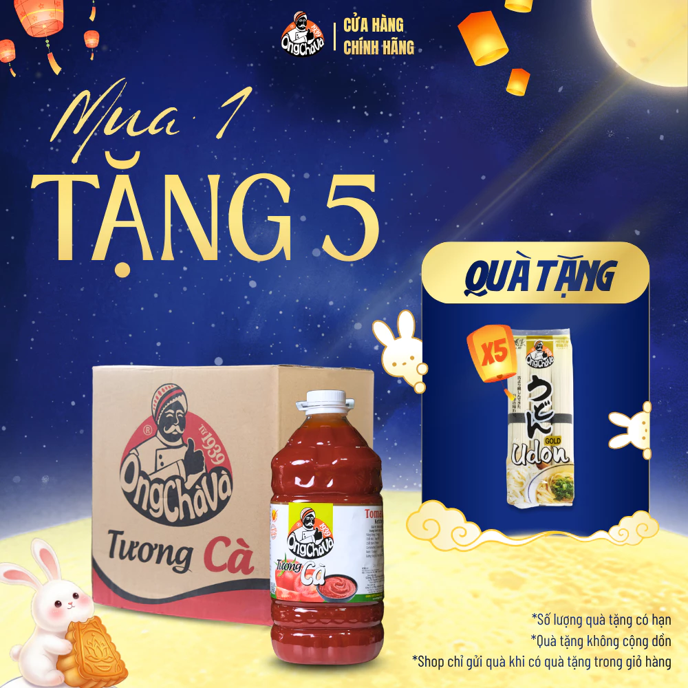 Thùng 4 bình Tương Cà thương hiệu Ông Chà Và 5.1kg - Hàng Chính Hãng