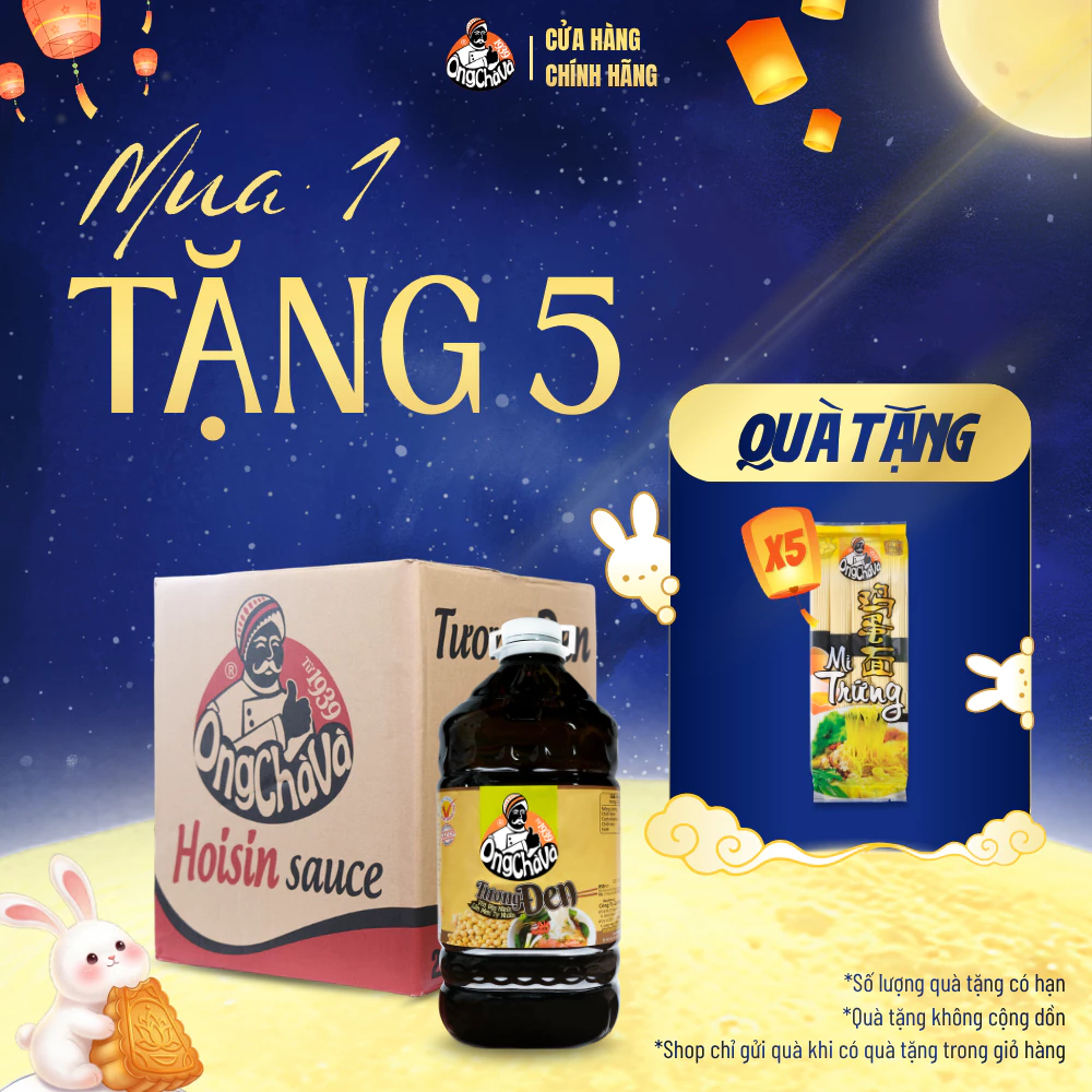 Thùng 4 bình Tương Đen thương hiệu Ông Chà Và 5.4kg - Hàng Chính Hãng