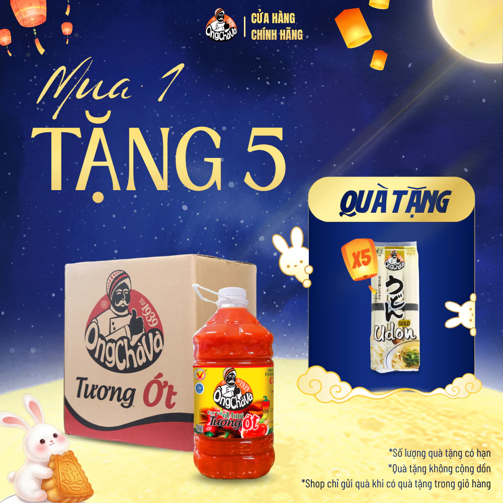 Thùng 4 bình Tương Ớt thương hiệu Ông Chà Và 5kg - Hàng Chính Hãng