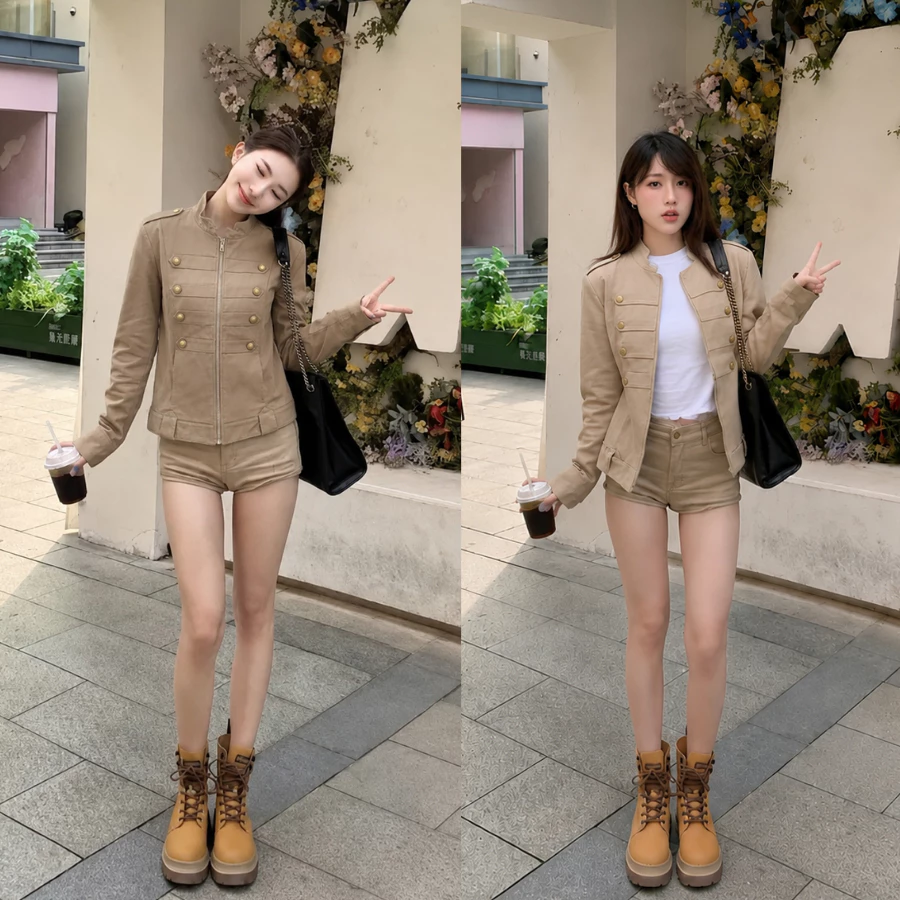 𝙃𝘼𝙉𝘼.𝘾𝙡𝙤𝙩𝙝// Áo Khoác Kaki Nữ Napoleon Phối Cúc Cổ Đứng Phong Cách Thu Đông Kimee - KA1000