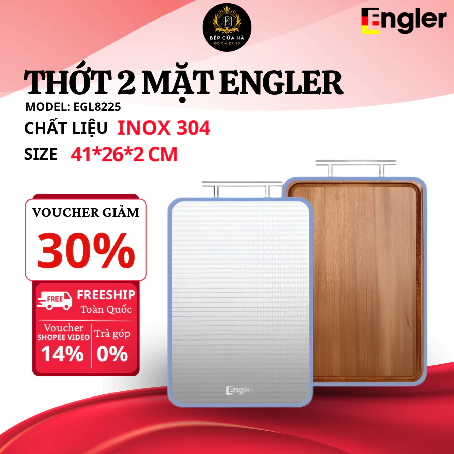 Thớt 2 mặt Engler EGL8225, thớt đa năng chất liệu cao cấp chống nấm mốc chống trầy xước - Bếp Của Hà