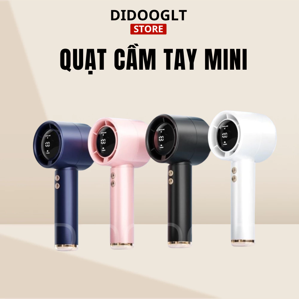 Quạt cầm tay mini gấp gọn 5 cấp độ gió sạc pin tiện dụng, dung lượng pin 6000mAh đèn led báo pin xoay 90 độ - Didooglt