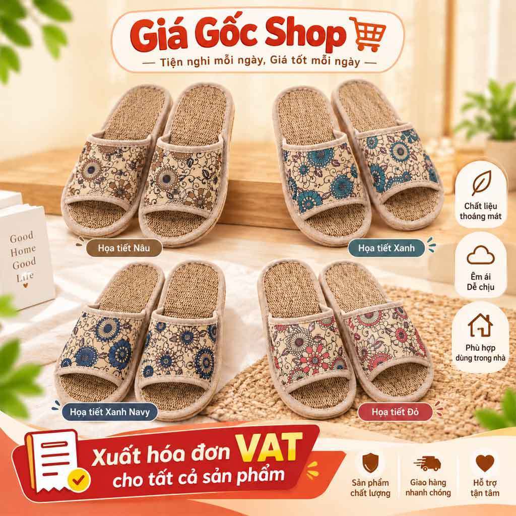 Dép cói đi trong nhà Vintage đế khâu chắc chắn, kiểu dáng phong cách và sang trọng